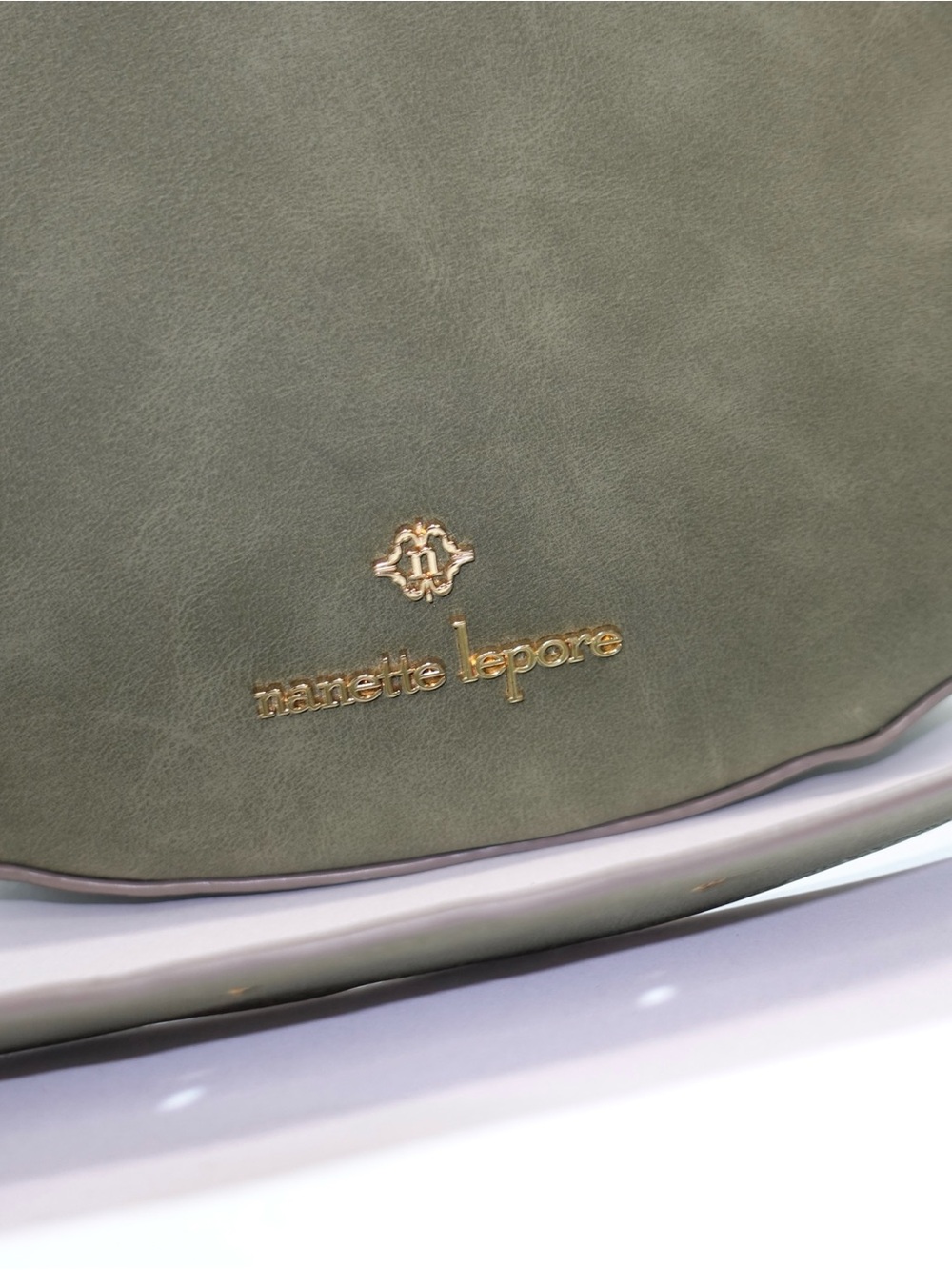 Nanette Lepore Sage Green Shoulder Bag with Gold Logo
